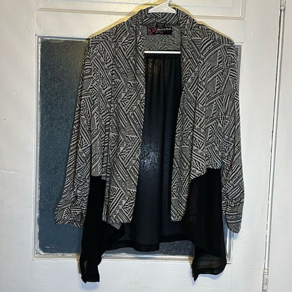 Peck & Peck Women’s Black and White Sheer patterned jacket size large - Picture 1 of 7